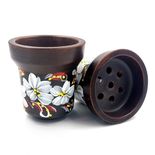 Чаша для кальяну GrynBowls Accent мальовані білі квіти
