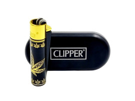 Зажигалка Clipper цвет Rasta черно-золотой (золотой колпачек)