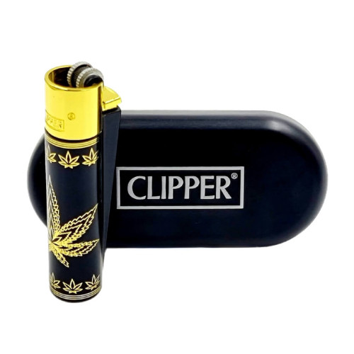 Запальничка Clipper колір Rasta чорно-золотий (золотий ковпачок)