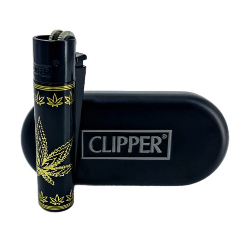 Запальничка Clipper колір Rasta чорно-золотий (чорний ковпачок)
