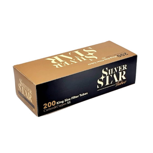 Гільзи для цигарок SILVER STAR CARBON&COPPER LONG 200 (коричневі з вугіллям)