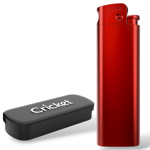 Запальничка Cricket Deluxe метал турбо RED Глянец