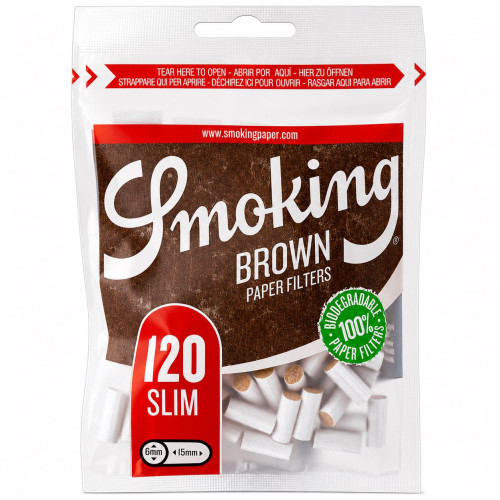 Фільтри для самокуток SMOKING SLIM BROWN PAPER 6х15 мм (120 шт)