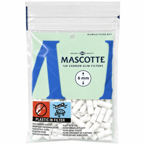 Фільтри для самокруток MASCOTTE CARBON SLIM 6х15 мм (120 шт)