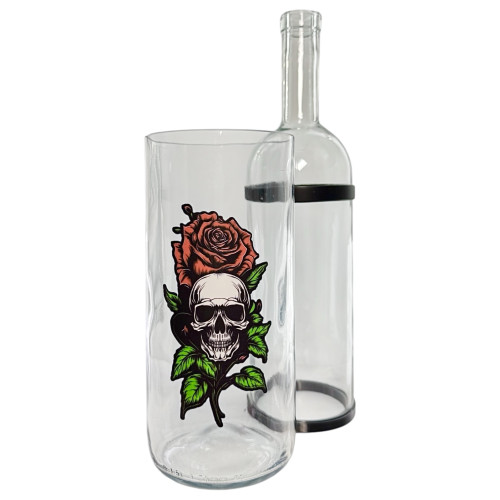 Бонг - Воднік для куріня з скла «Rose Skull» Black