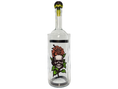 Бонг - Воднік для куріня з скла «Rose Skull» Black