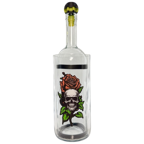 Бонг - Воднік для куріня з скла «Rose Skull» Black