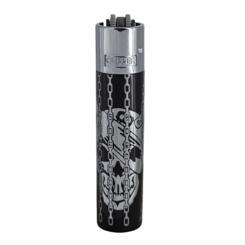 Запальничка Clipper метал Skull Silver