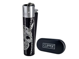 Запальничка Clipper метал Skull Silver