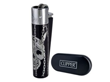 Запальничка Clipper метал Skull Silver
