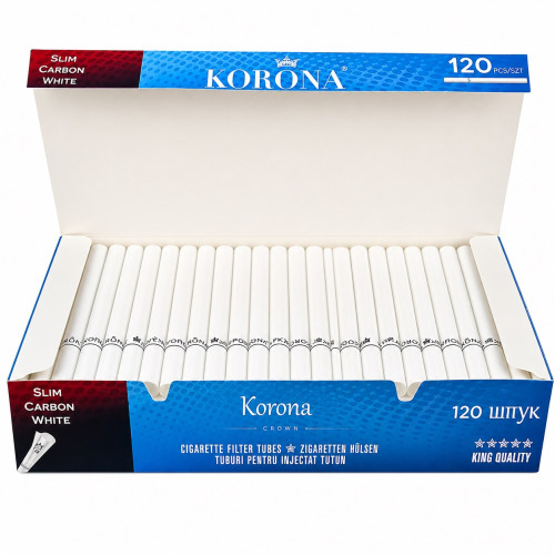 Гільзи для цигарок Korona Slim White Carbon 120 шт