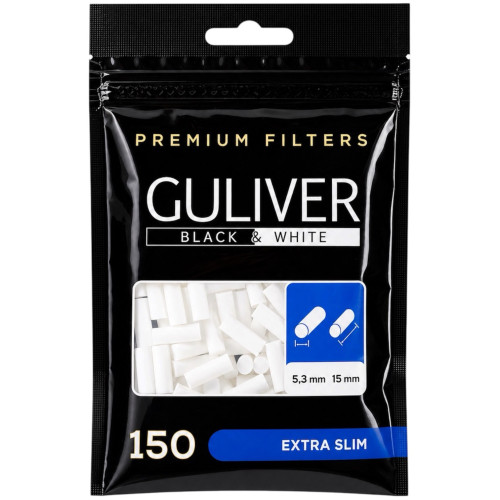 Фільтри для самокуток GULIVER BLACK AND WHITE EXTRA SLIM 5.3X15 мм (150 шт.)