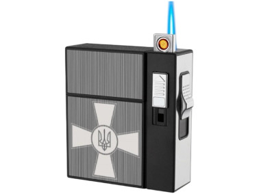 Портсигар ЗСУ для сигарет із USB п'єзо запальничкою на 20 сиг