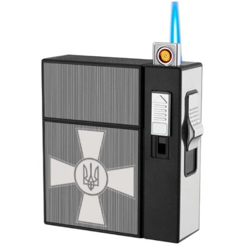 Портсигар ЗСУ для сигарет із USB п'єзо запальничкою на 20 сиг