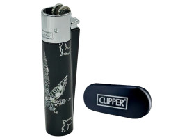 Запальничка Clipper колір Rasta Lux чорно-срібляста