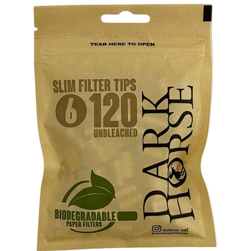 Фільтри для самокуток Dark Horse Slim Unbleached Органік 6x15 мм (120 шт)