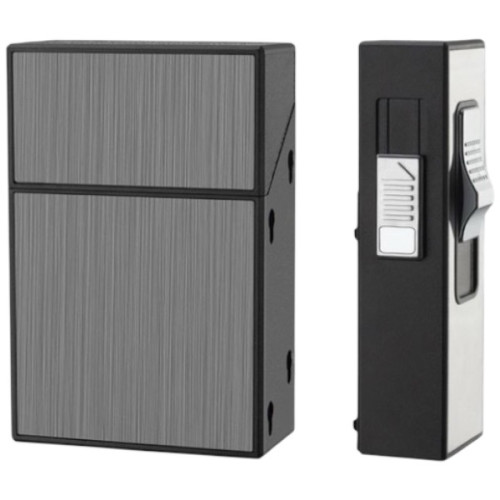 Портсигар для сигарет із USB запальничкою + п'єзо на 20 сиг