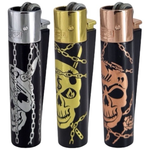 Запальничка Clipper метал Skull