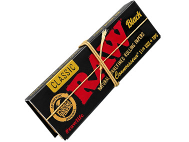 Папір для самокруток Raw Black 1/4 + tips 50+50