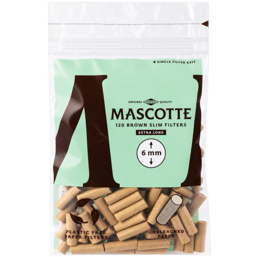 Фильтра для самокруток MASCOTTE BROWN PAPER SLIM LONG 6х19 мм (120 шт)