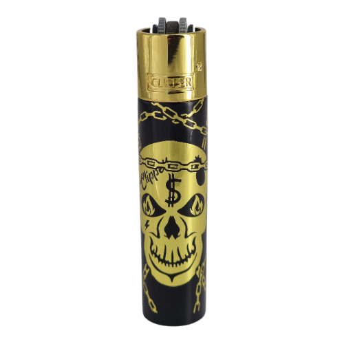 Запальничка Clipper метал Skull Gold