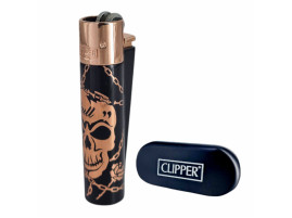 Запальничка Clipper метал Skull Bronze