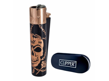 Запальничка Clipper метал Skull Bronze
