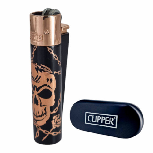 Запальничка Clipper метал Skull Bronze
