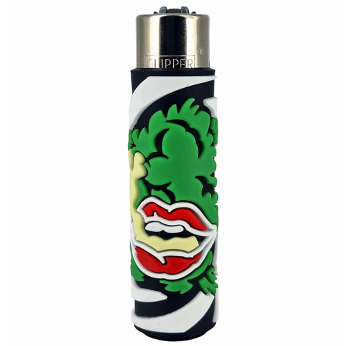 Запальничка Clipper "Coolest covers" в чорно-білому силіконовому чохлі
