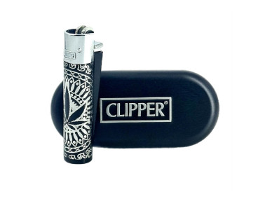 Запальничка Clipper колір Rasta чорно-срібний