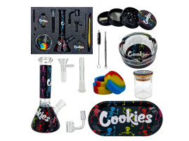 Набір для куріння зі скляним бонгом із 10 предметів "Cookies-Black"