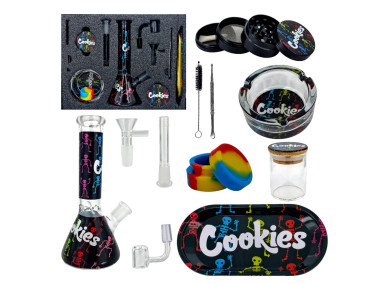 Набір для куріння зі скляним бонгом із 10 предметів "Cookies-Black"