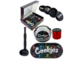 Набір для куріння трави з трубкою з 5 предметів "Cookies-Black"