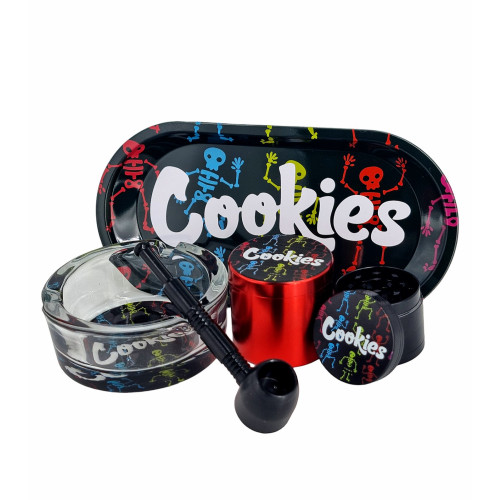 Набір для куріння трави з трубкою з 5 предметів "Cookies-Black"