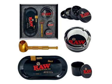 Набір для куріння трави з трубкою з 5 предметів "RAW GOLD"