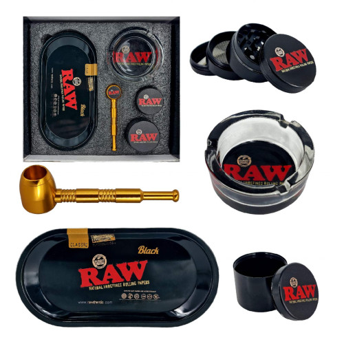 Набір для куріння трави з трубкою з 5 предметів "RAW GOLD"