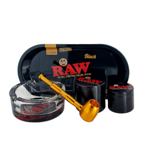 Набір для куріння трави з трубкою з 5 предметів "RAW GOLD"