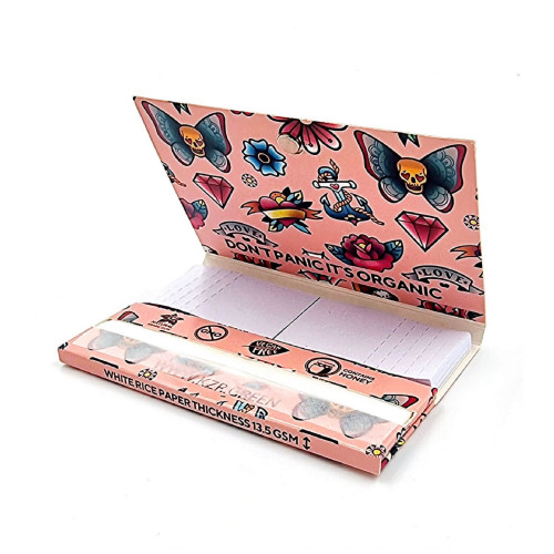 Бумага для самокруток KZR Tattoo pink + фильтра (рисовая)