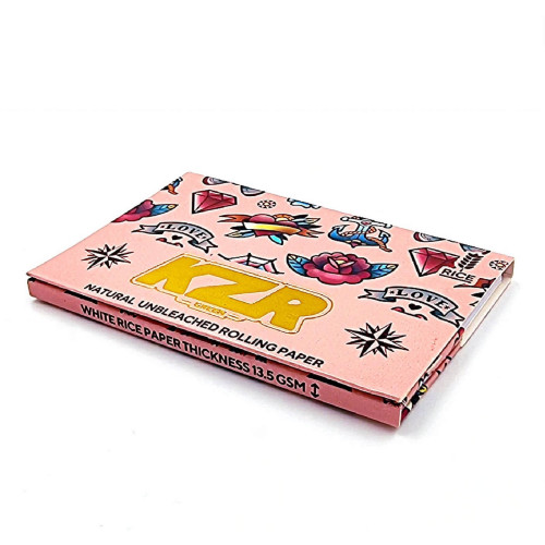 Бумага для самокруток KZR Tattoo pink + фильтра (рисовая)